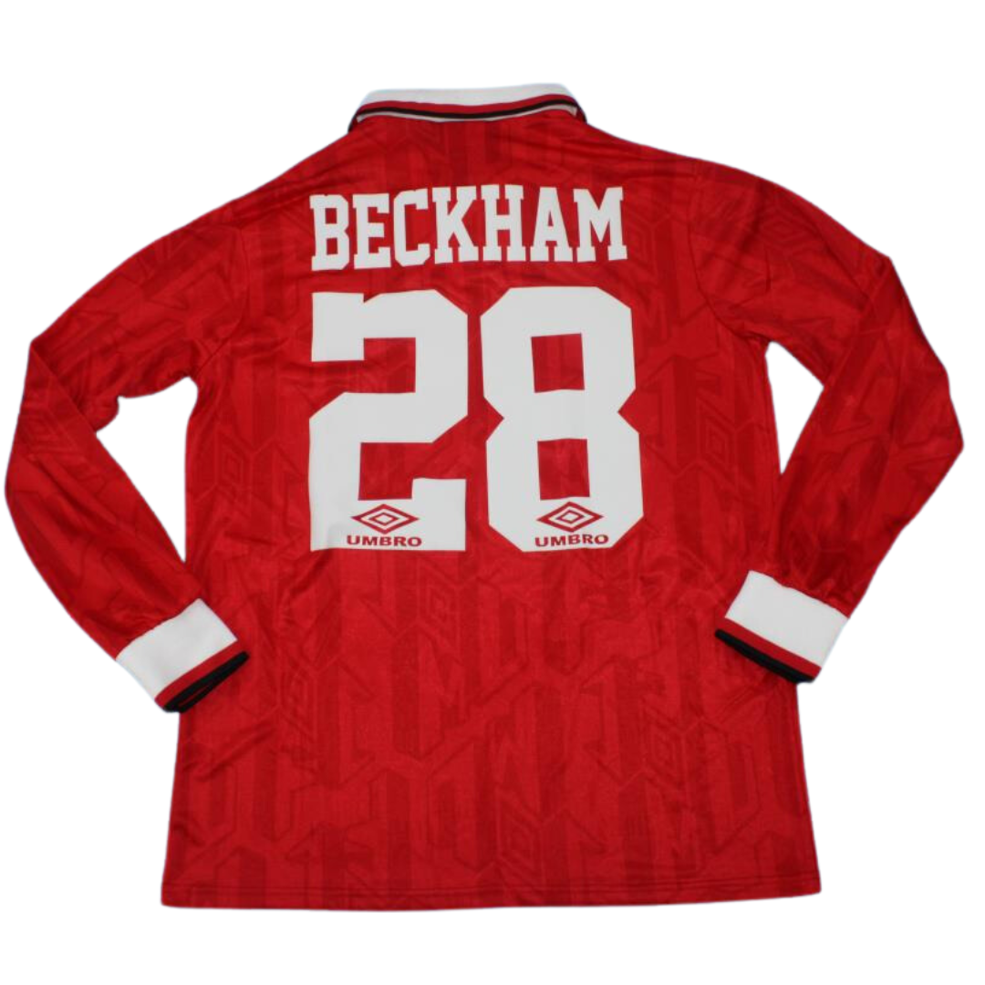 Camisa Manchester United Manga Longa 92/94 - Versão Retrô "Beckham" Nº 28
