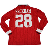 Camisa Manchester United Manga Longa 92/94 - Versão Retrô "Beckham" Nº 28