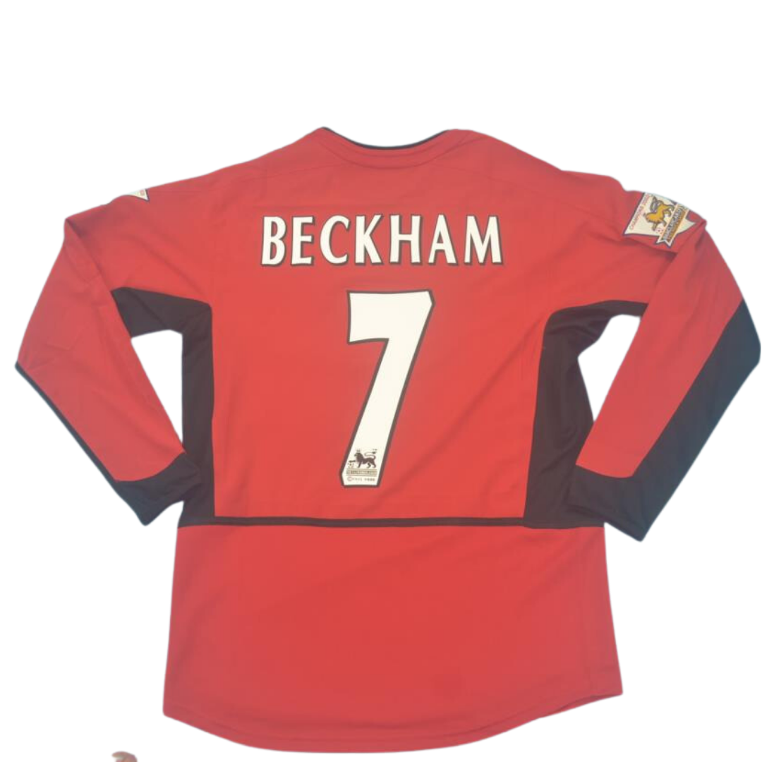 Camisa Manchester United Manga Longa 02/04 - Versão Retrô "Beckham" Nº 7