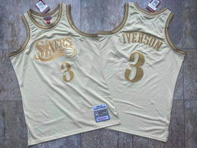 Camisa NBA Authentic Philadelphia 76ers Mitchell & Ness Hardwood Classics Allen Iverson Gold Edition 2000/01