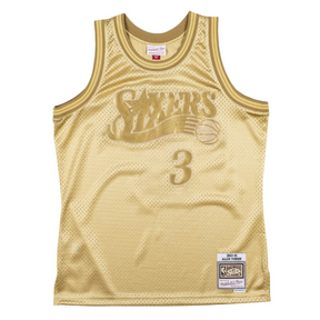 Camisa NBA Authentic Philadelphia 76ers Mitchell & Ness Hardwood Classics Allen Iverson Gold Edition 2000/01